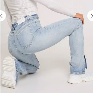 Missguided Split Hem Light Wash Tall Jeans